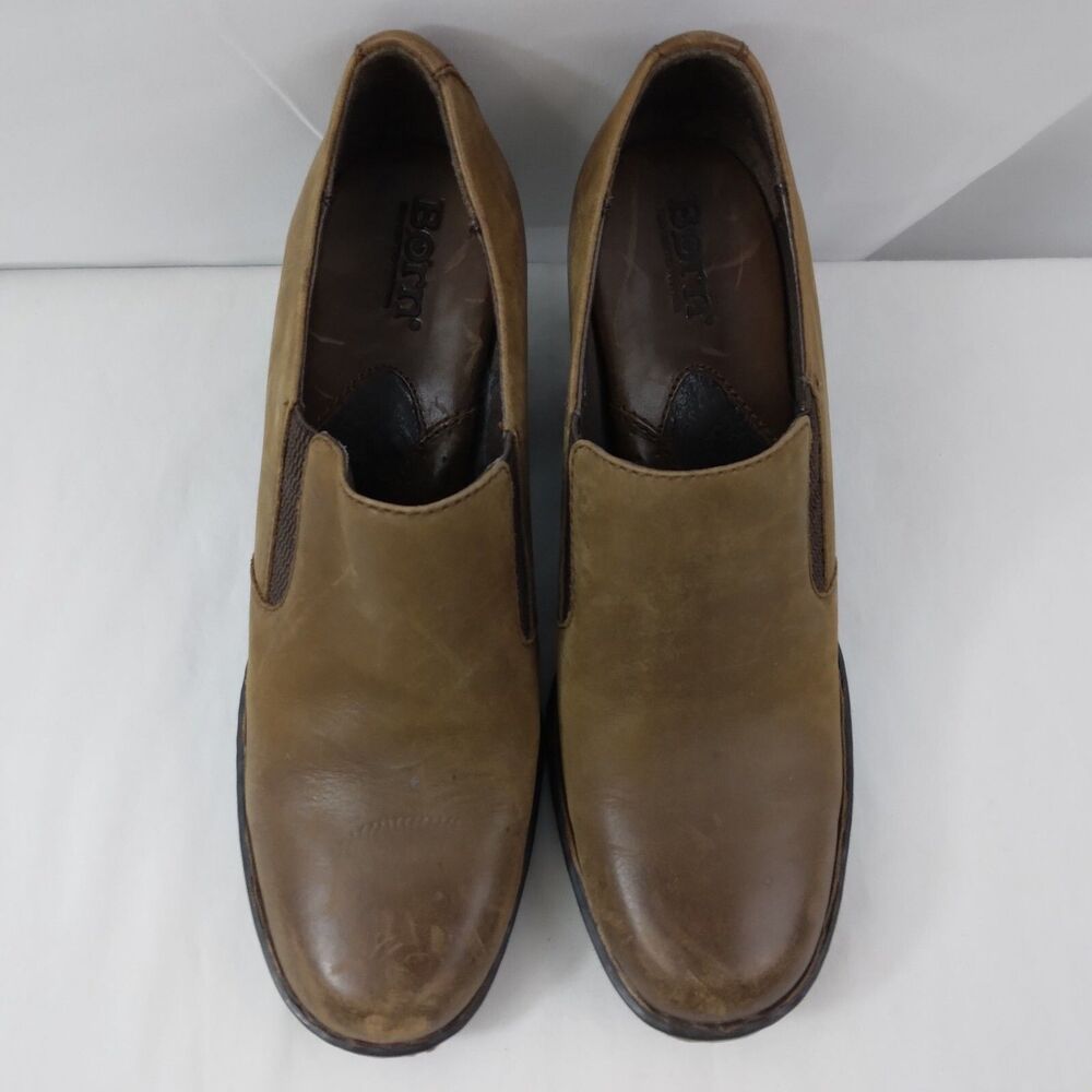 Born W81296 Gertrude Brown Leather Slip-On Bootie Heel Distressed Women's US 7 - Picture 5 of 14